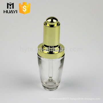 easy filling luxury dropper bottle 30ml with press type golden dropper cap